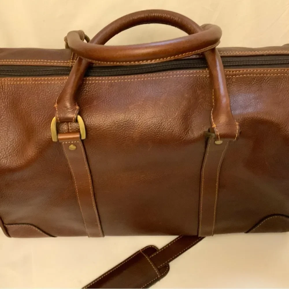 New Links and Kings Brown Leather Duffle Bag Weekender.
